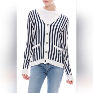 KULE The Jax Stripe Cardigan Navy/Cream Size Small